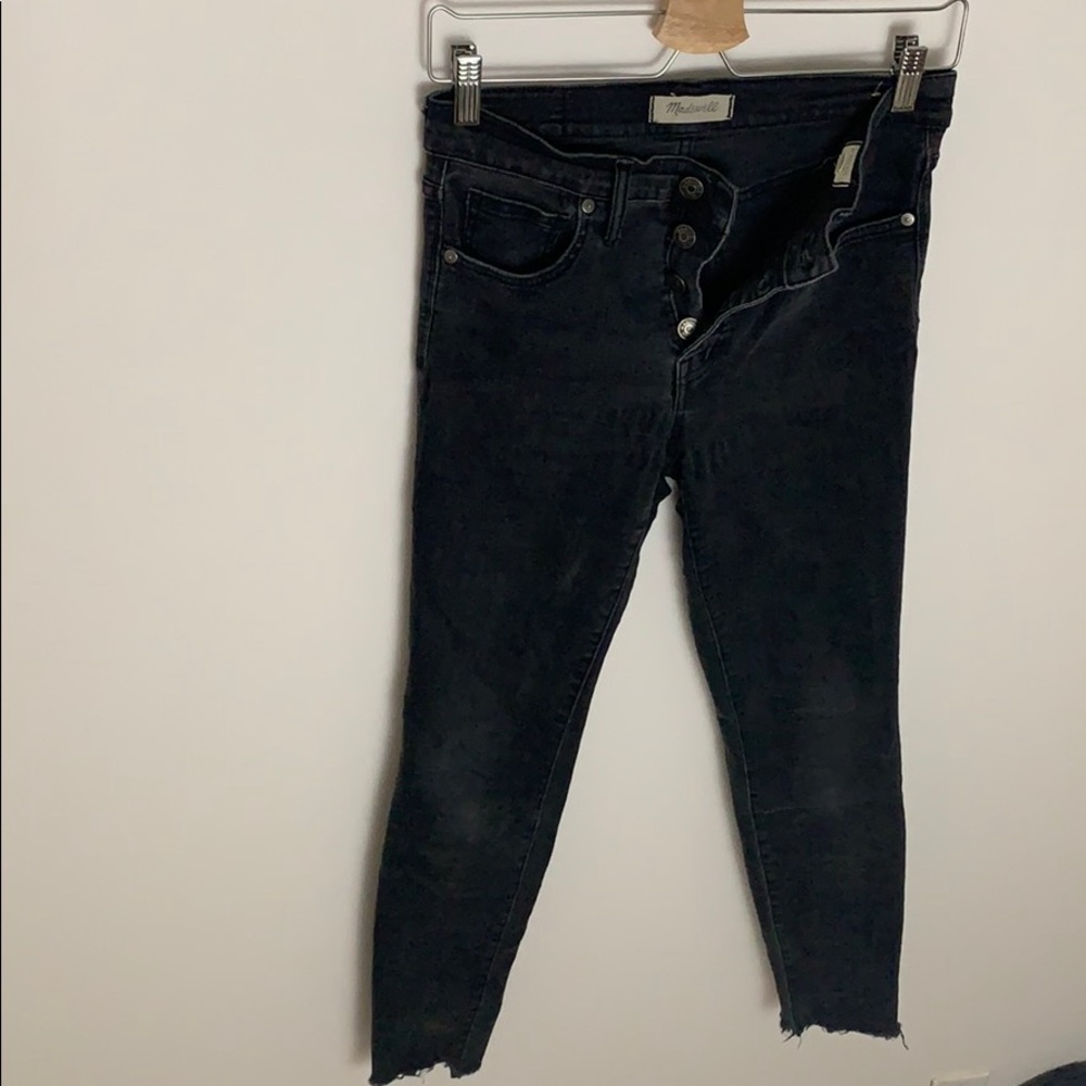 Madewell, 9 inch, high rise, black jeans - worn